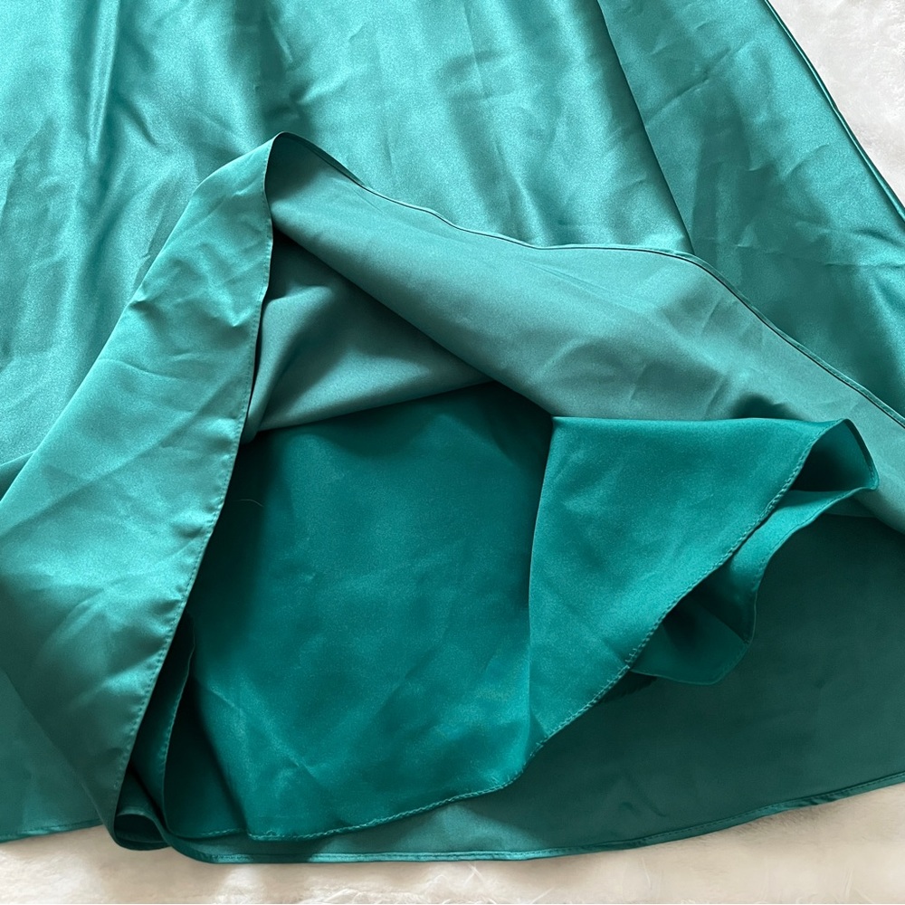 Ashley & Justin Bridesmaids Emerald Green Satin Formal Ball Gown Size 6 NWT Lace - Picture 13 of 15